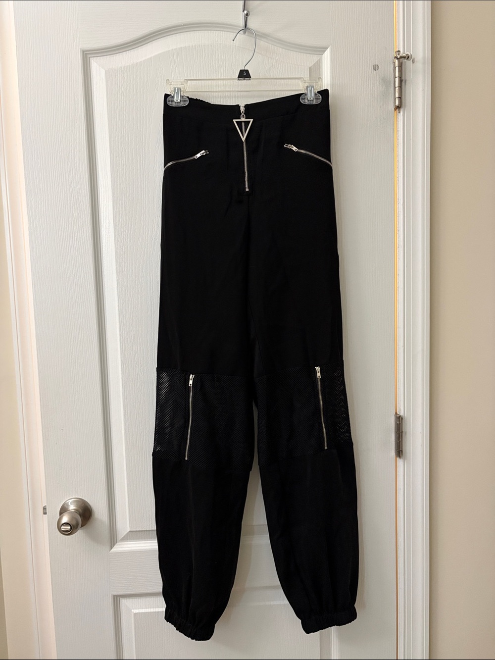 Black High-Waist Zip Detail Jogger Pants